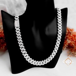 6-25 mm VVS Moissanite łańcuszki i bransoletki z ogniwami kubańskimi, kolia z diamentów hodowanych laboratoryjnie, bransoletka z ogniwami kubańskimi, łańcuszek z lodem, biżuteria hip-hopowa