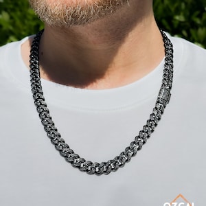12 mm VVS Czarny Moissanite 925S Kubańskie ogniwa łańcuszków i bransoletek, Naszyjnik Iced Out Boyfriend, Bransoletka z ogniwami kubańskimi Moissanite, Biżuteria Hip Hop