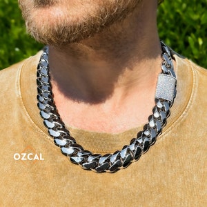 20 mm Ciężkie srebrne łańcuszki i bransoletki Miami Cuban Link z zapięciem pudełkowym VVS1 Moissanite, łańcuszek z 18-karatowego złota, Pomysły na prezent dla chłopaka