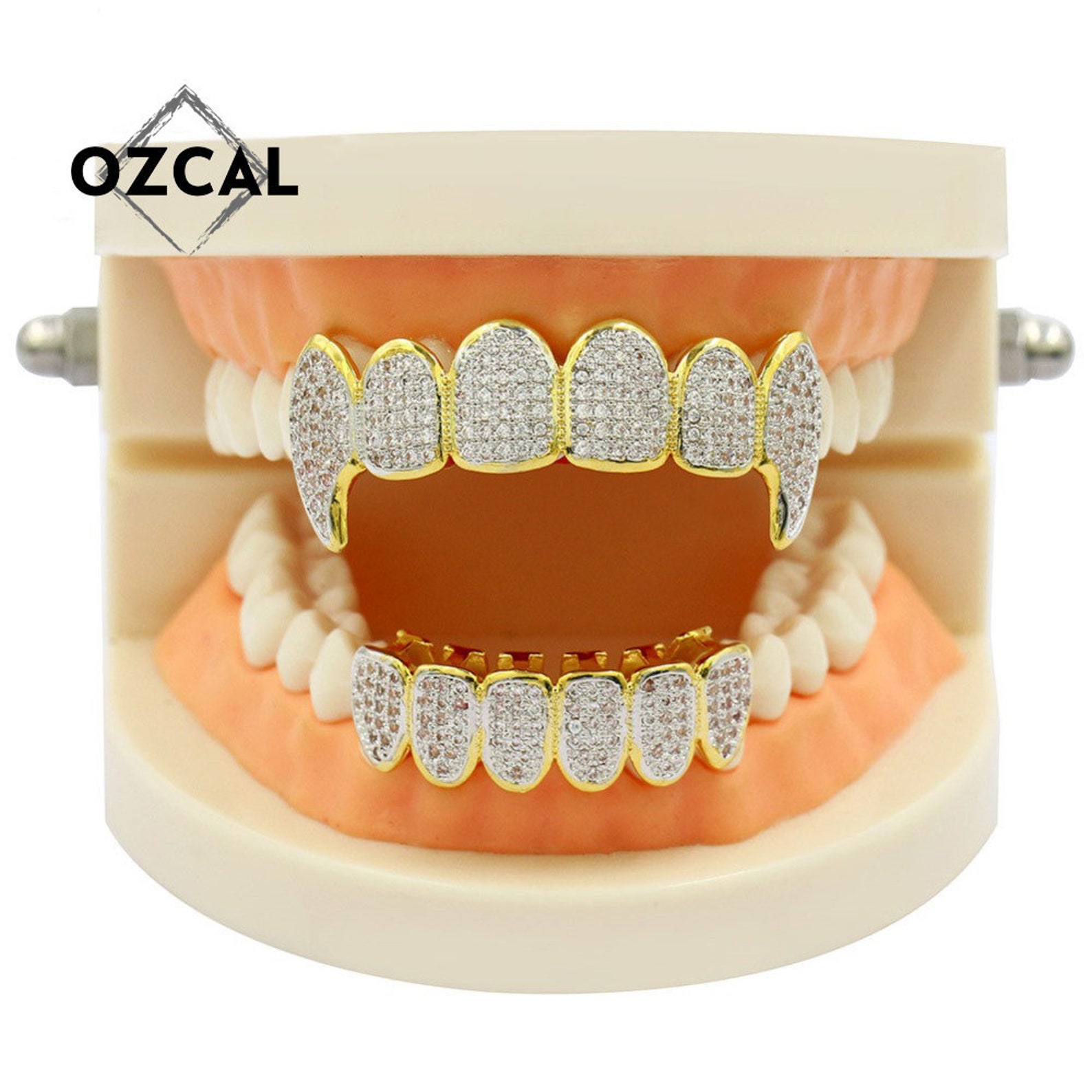 Iced Out Grillz Diamond Grillz Gold Fangs Gold Grillz CZ Etsy