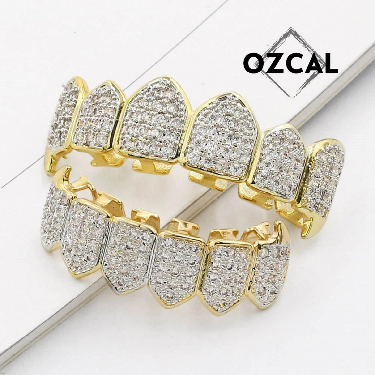 Iced Out Fangs Grillz Diamond Grillz Fang Grillz Gold Etsy