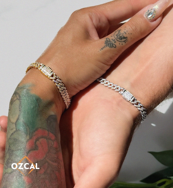 【BLACKPURPLE】BP Icebold Cuban Chain Bracelet Woman 10mm BLACKPURPLE】BP Icebold Cuban Chain Bracelet Woman 10mm