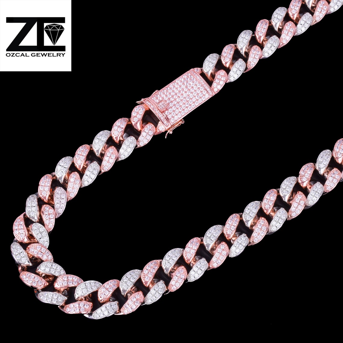 20mm Heavy rose gold diamond Cuban link chain Cuban chain Etsy