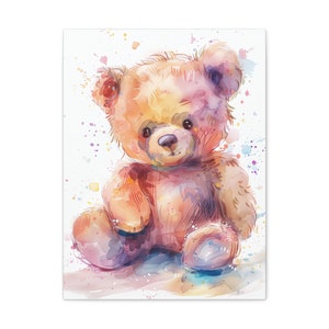 Canvas Wall Art Watercolor Teddy Bear Wall Art for Nursery Baby Room Child Room Decorative Gift Baby Shower Gift Watercolor Canvas Artwork