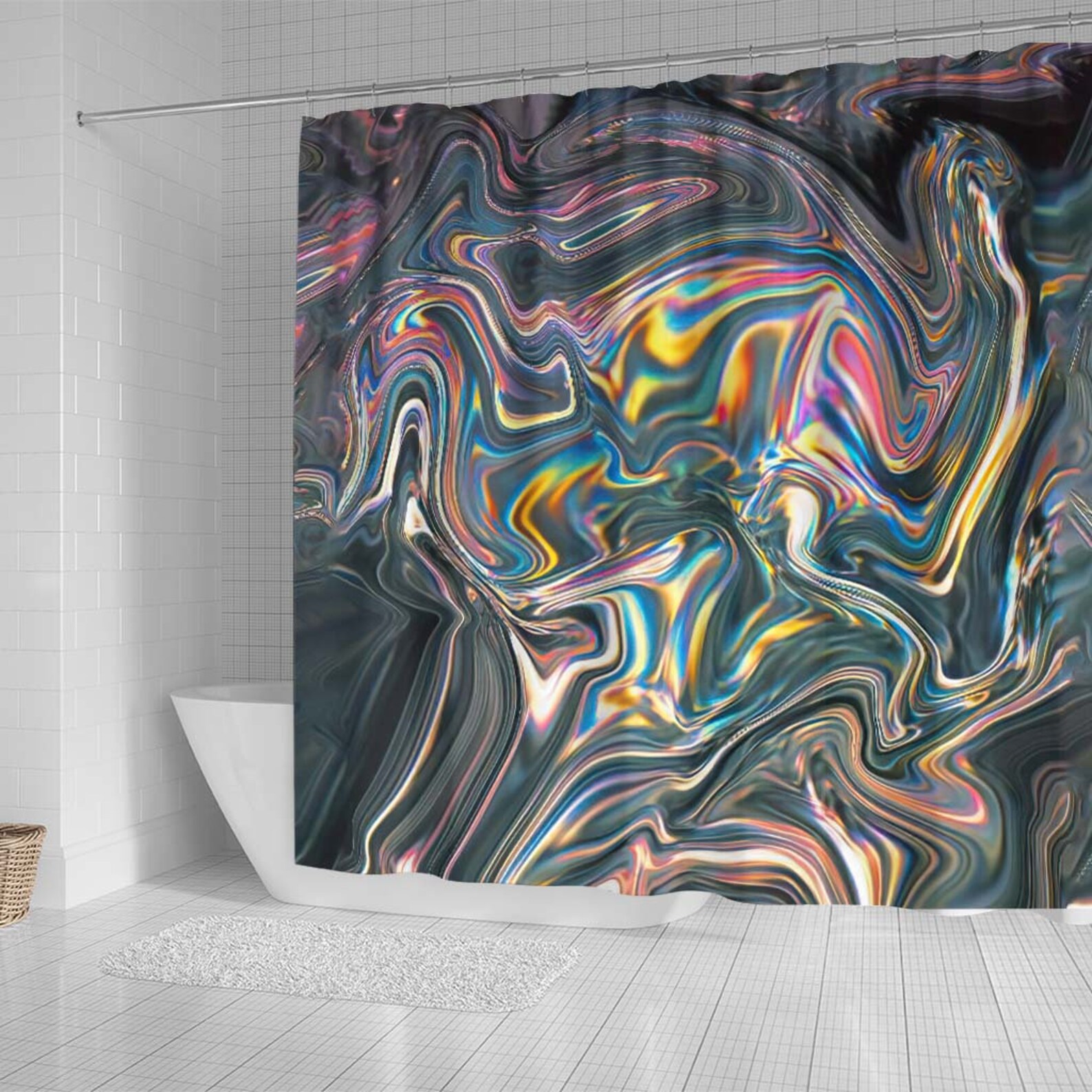 Hologram Shower Curtain Shower Curtain Decor Shower Curtains Etsy