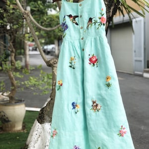 Aqua butterfly floral embroidered best sale dress