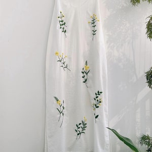 Floral embroidered linen slip dress, hand embroidery dress for women, tinythingsmadeuhappy White