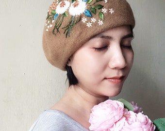 19800円→❣️ Snow flower lace beret ベレー帽 3/20 12 45までタイムセール Snow flower lace beret (Ice gray