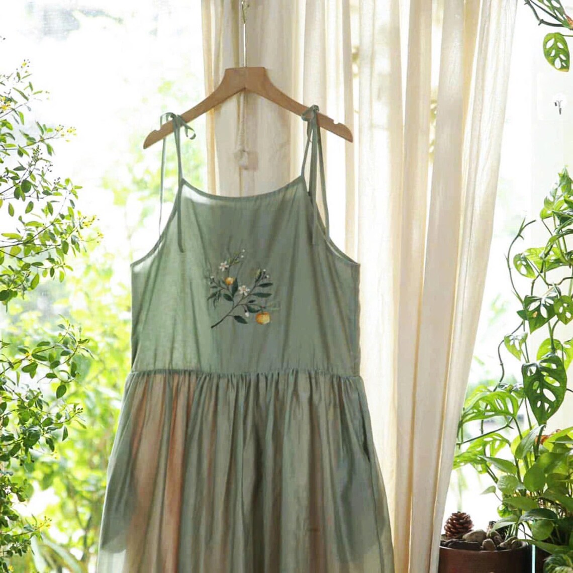 Orange Tree Branch Dress, Hand Embroidered Dress for Women ...