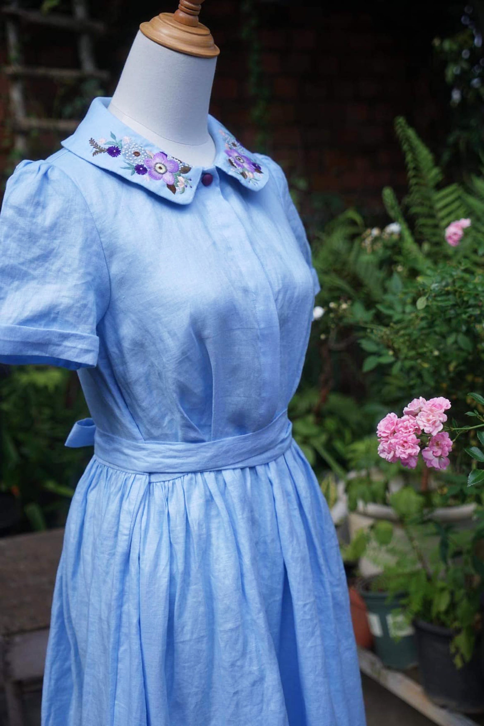 Classic – Short Sleeve Peter Pan Collar Linen Dress