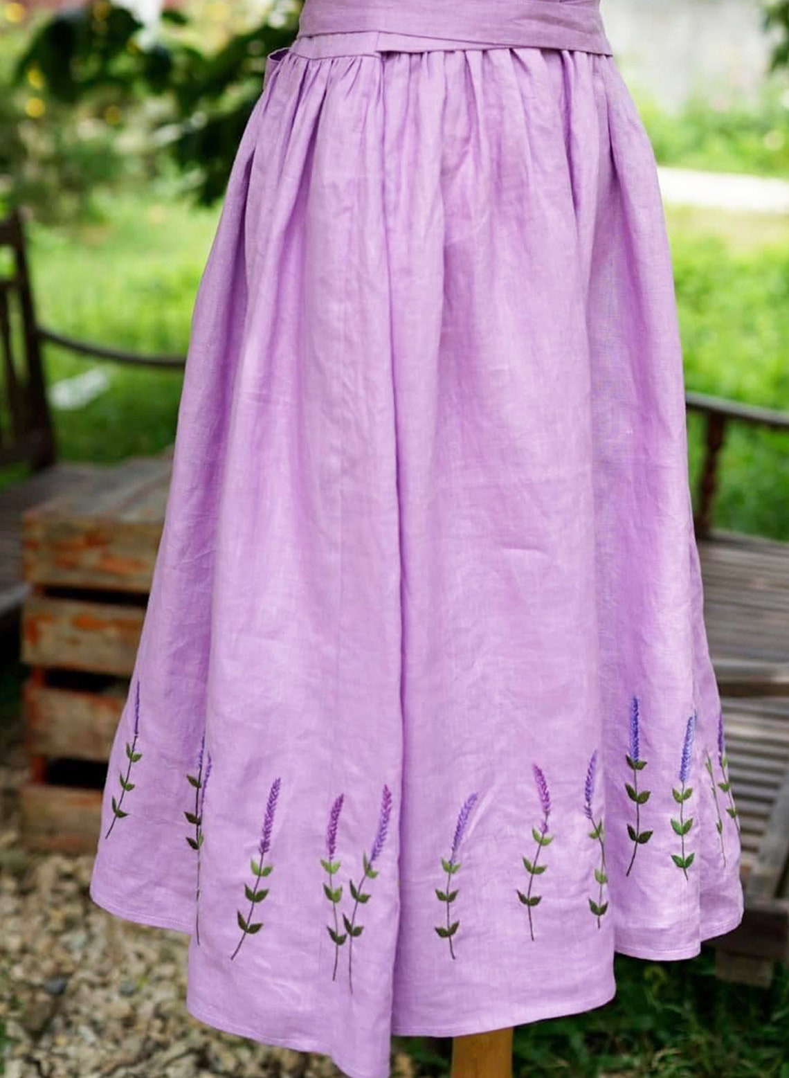 Lavender Embroidered Dress Made to Order Dress Custom Linen Etsy