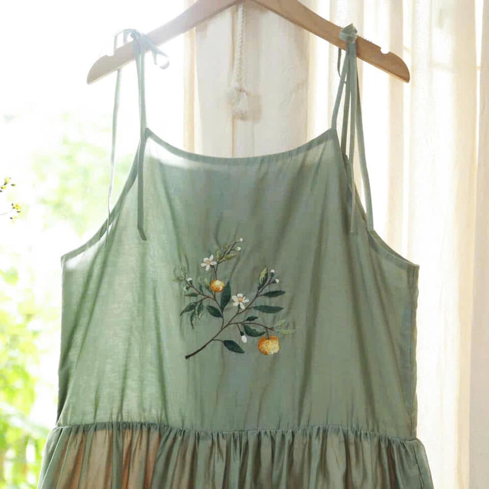 Orange Tree Branch Dress, Hand Embroidered Dress for Women ...