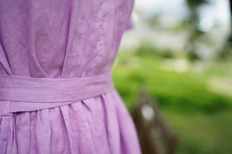 Lavender Embroidered Dress Made to Order Dress Custom Linen Etsy