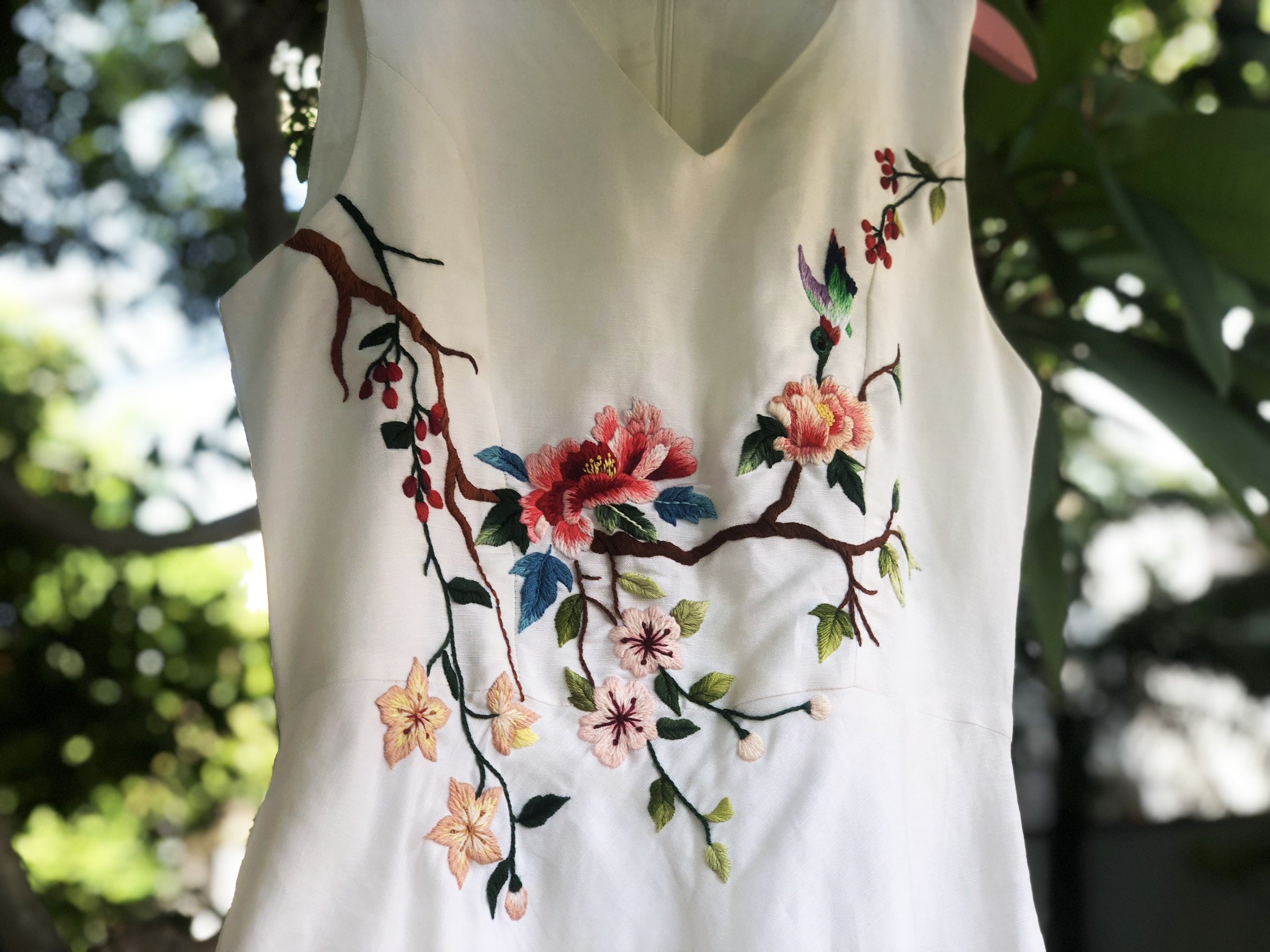 Bird embroidered dress sale