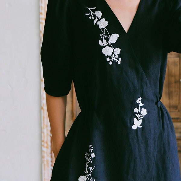 Embroidered Black Dress Women – Etsy