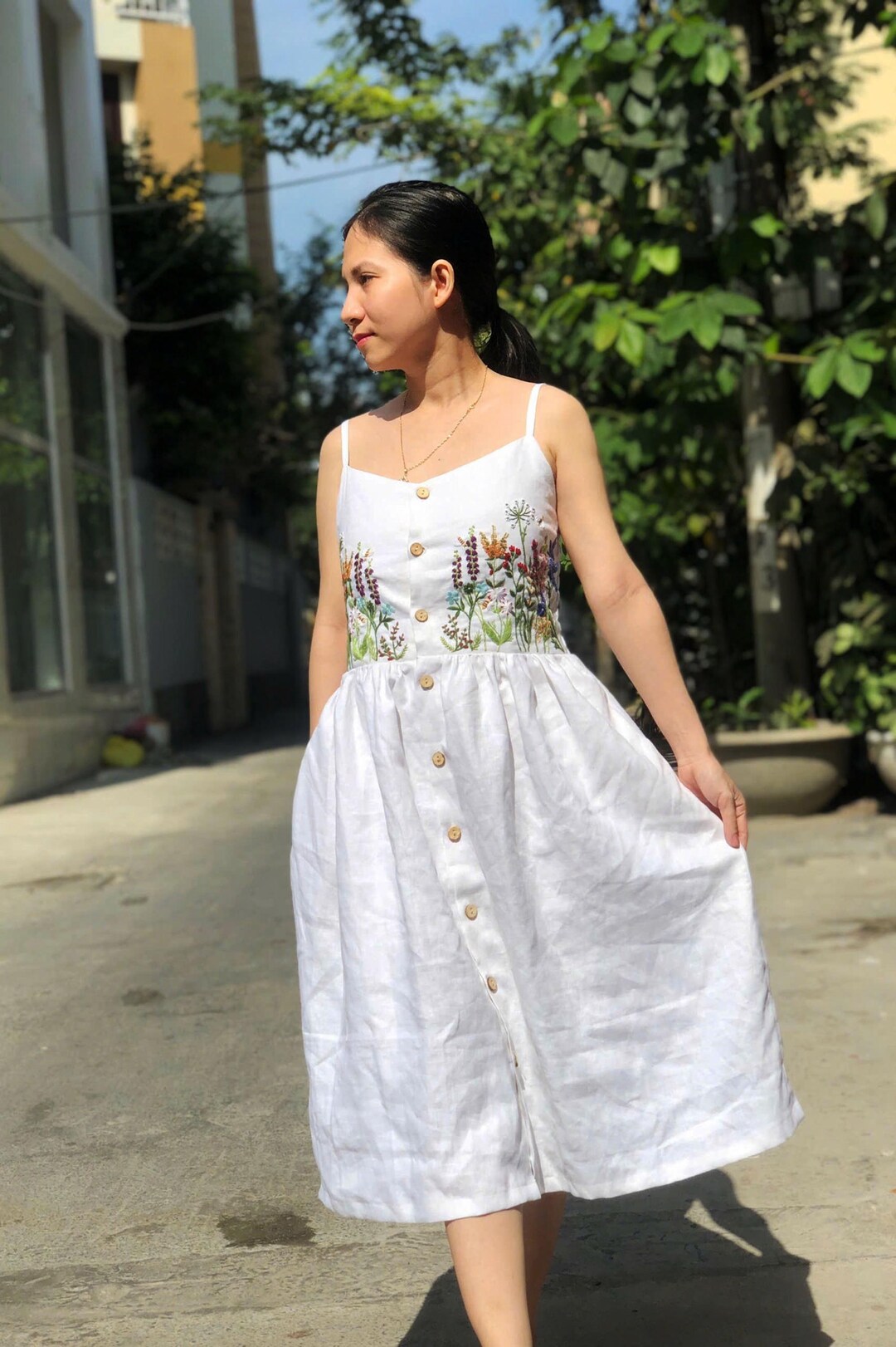 Embroidery Slip Dress main image 1