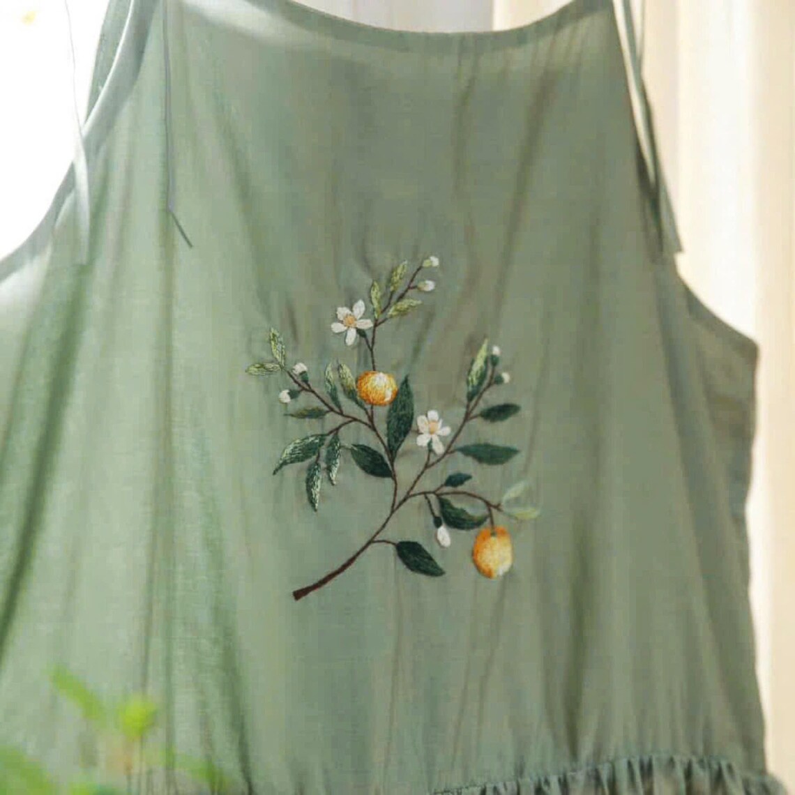 Orange Tree Branch Dress, Hand Embroidered Dress for Women ...