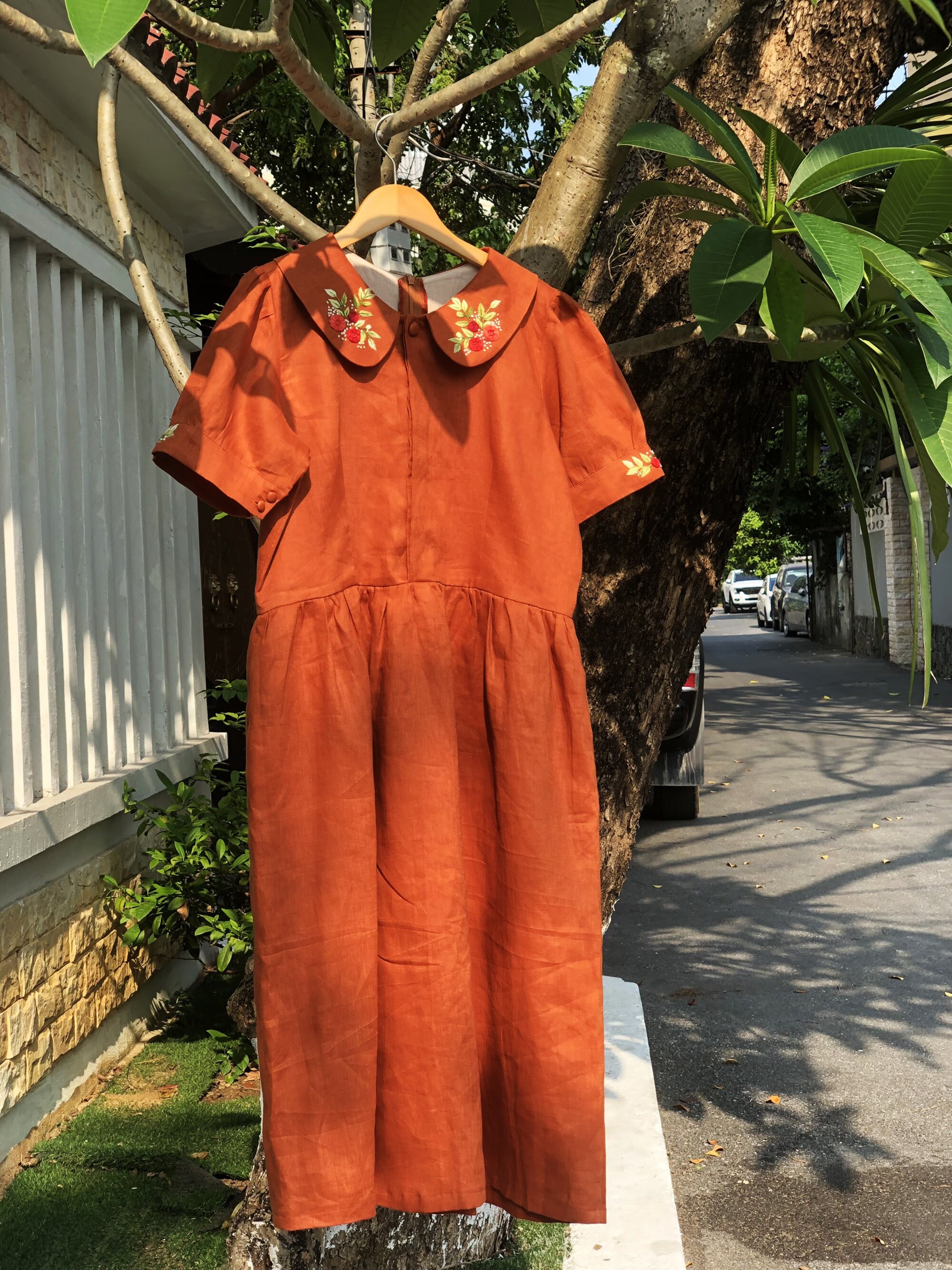 225236 Embroidered Artisan Camel Dress main image 1