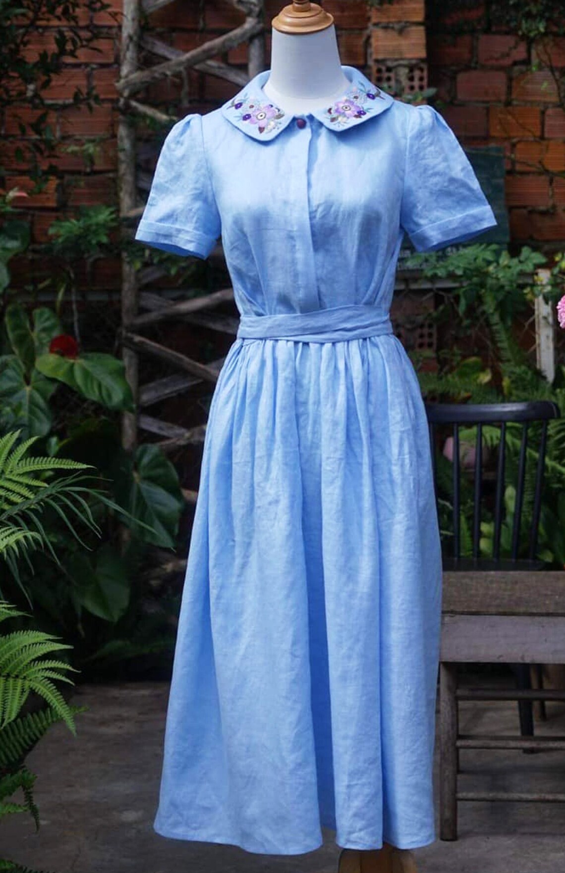 Hearts Afloat Long Sleeve Lillian Dress With Peter Pan Collar main image 1