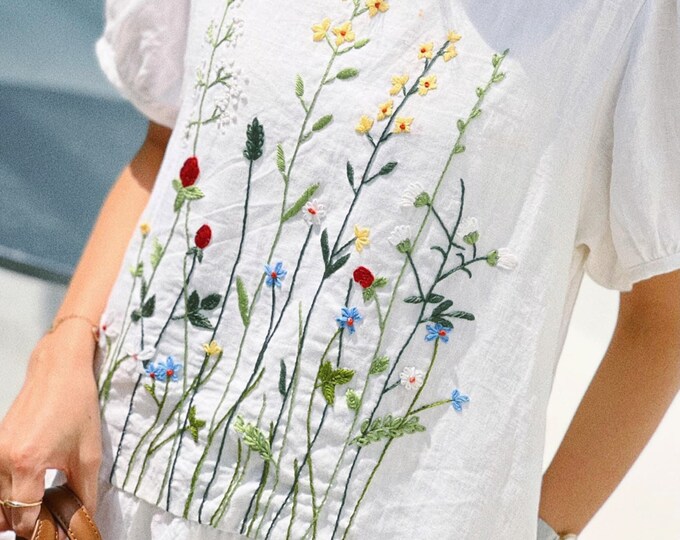Cardydony Plant Pattern Design Casual Linen Dress main image 1