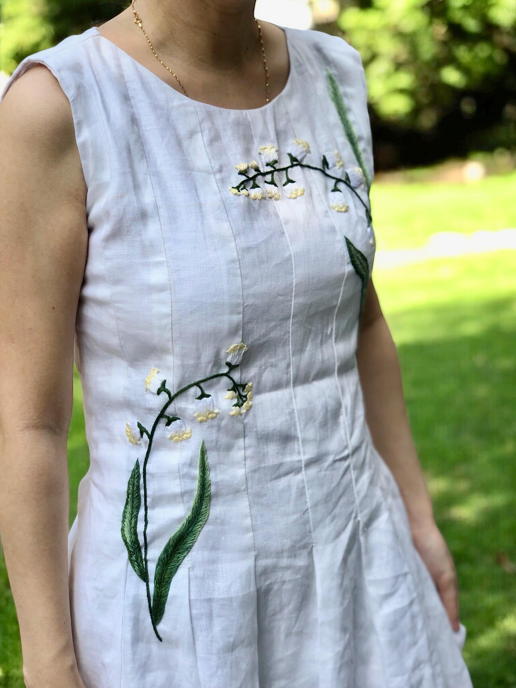 lily embroidered mini dress LINEN LILY EMBROIDERY MAXI DRESS