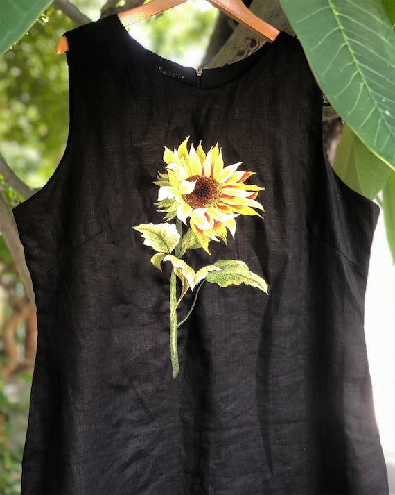 knee length dresses for ladies The Sunflower Linen Dress – Bright & Breezy Summer Style – Lino Clothing main image 1