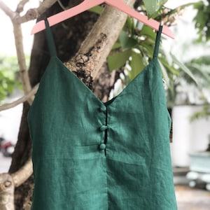 Floral embroidered linen slip dress, hand embroidery dress for women, tinythingsmadeuhappy image 6