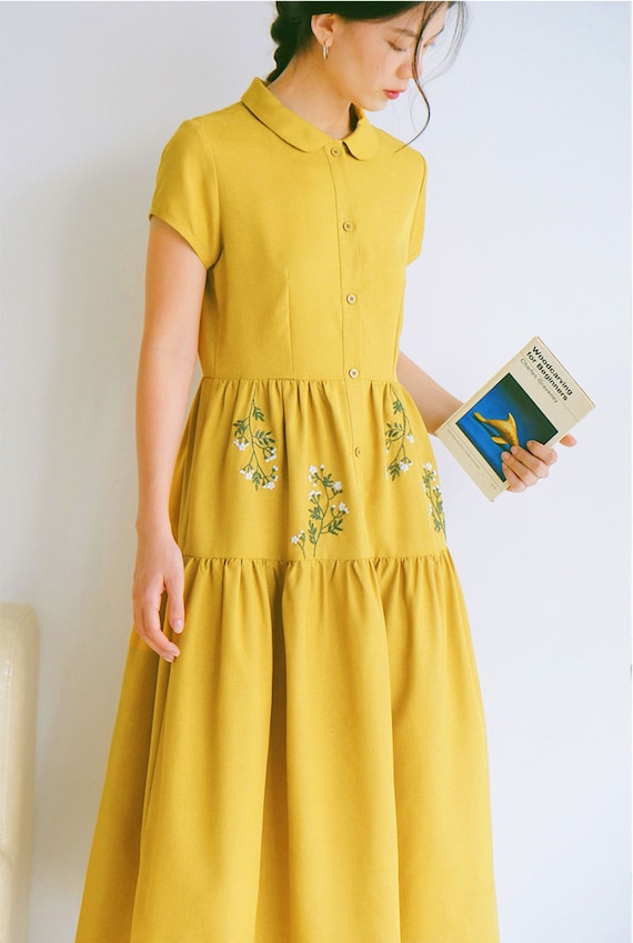 sachin and babi light blue dress Tiered Chambray Button-Front Maxi Dress