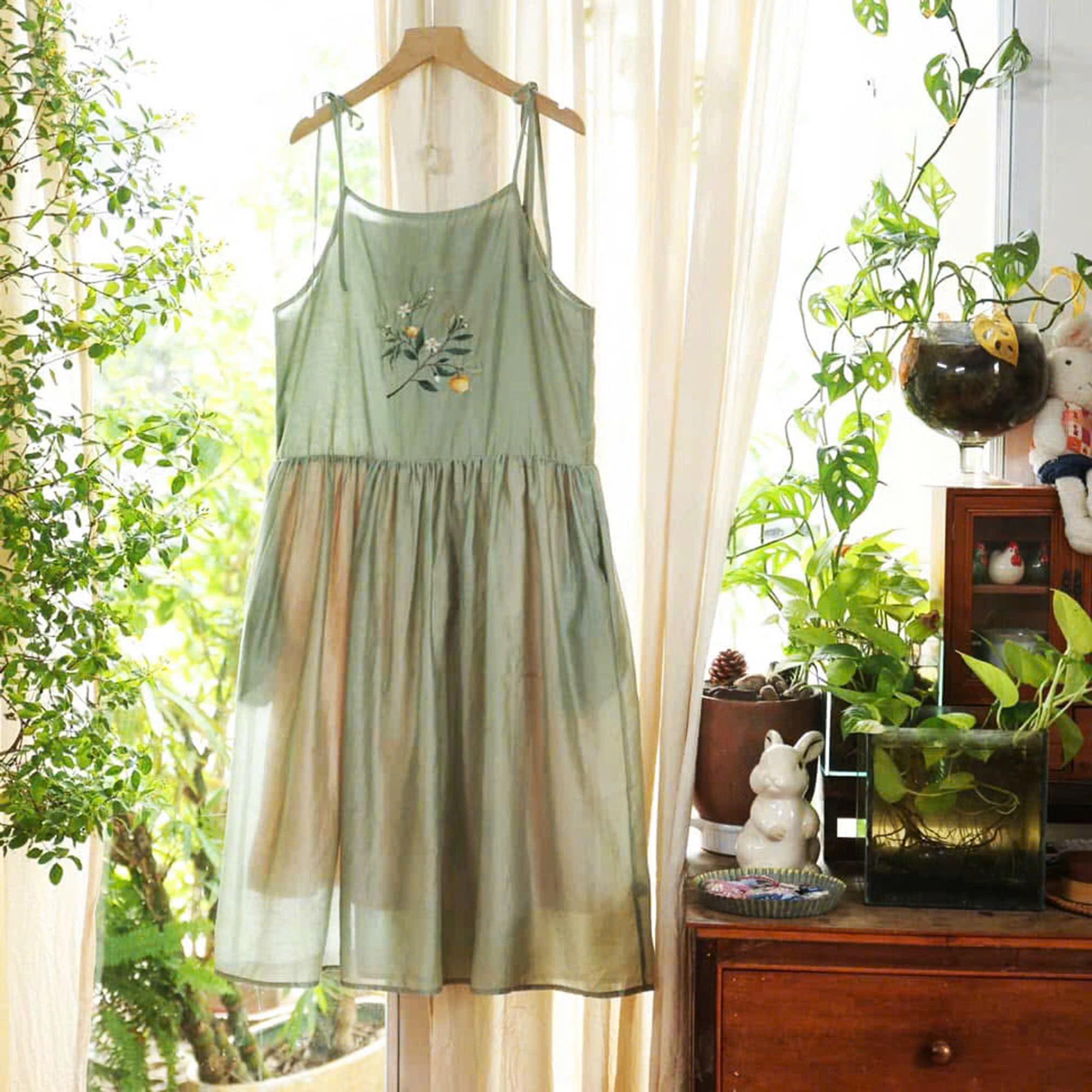 Orange Tree Branch Dress, Hand Embroidered Dress for Women ...