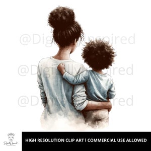 Junge Mama PNG l Kommerzielle Nutzung l Muttertag l Sublimation PNG l Schwarzer Junge l Afroamerikanische Kunst l Schwarze Kunst l Afroamerikaner Clipart