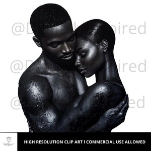 Valentines Day l African American Couple l Black Love l PNG l Couple Clip Art l Black Couple l African American Art l Black Art