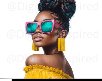 Black Woman Clip Art: PNG, Commercial Use (Digital Download)