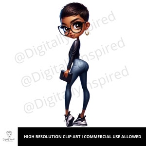 Chibi l Black Women Clip Art l PNG l Commercial Use l Black Girl Art Print l Black Woman Art l Black Girl Magic l African American Art