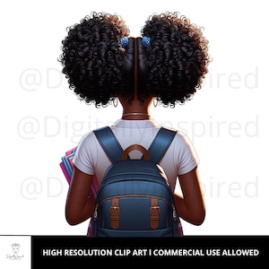 Clipart de Garota Negra l Impressão de Arte de Garota Negra l Uso Comercial l PNG l Criança Negra l Magia de Garota Negra l Arte Afro-Americana l Arte Negra
