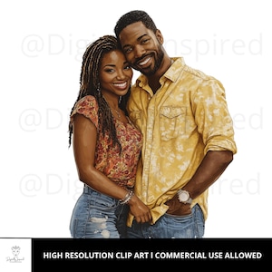 Couples Clipart l African American Couple l Black Love l PNG l Couple Clip Art l Black Couple l Greeting Card l Anniversary l Wedding
