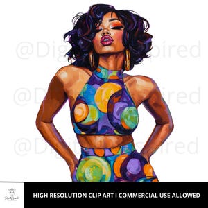 Zwarte vrouwen Clip Art l PNG l Commercieel gebruik l Black Girl Art Print l Black Woman Art l Black Girl Magic l African American Art l Black Art