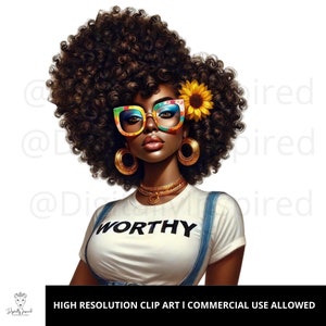 Zwarte vrouwen Clip Art l PNG l Commercieel gebruik l Black Girl Art Print l Black Woman Art l Black Girl Magic l African American Art l Black Art