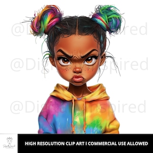 Impressão de arte de garota negra l Clip Art de mulheres negras l PNG l Uso comercial l Arte de mulher negra l Magia de garota negra l Arte afro-americana l Arte negra