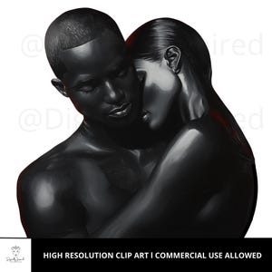 Valentines Day l African American Couple l Black Love l PNG l Couple Clip Art l Black Couple l African American Art l Black Art