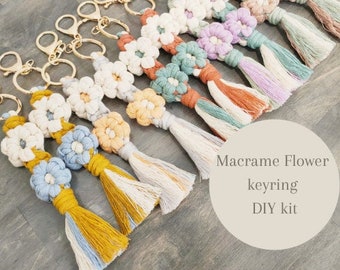 Macrame keyring kit craft kit for adults and kids macrame flower diy kit holiday craft for her diy project gift for her