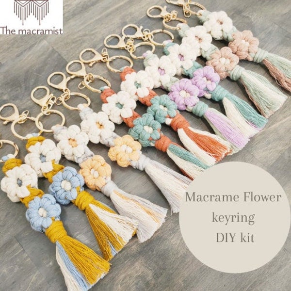 Macrame keyring kit craft kit for adults and kids macrame flower diy kit holiday craft for her diy project gift for her