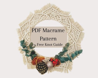Molde de guirlanda de Natal em macramê em PDF: guia para iniciantes (download digital)