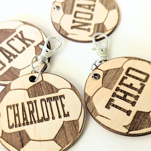 Bulk Team Gifts | Personalized Sports Ball Wooden Keychains with Custom Names