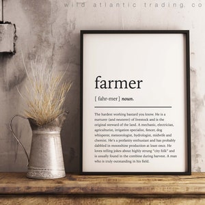 Printable Farmer Definition Print. Farm Life, Country Home Decor, Country Living. Definition Poster, Country Art, Gifts for him, funny art