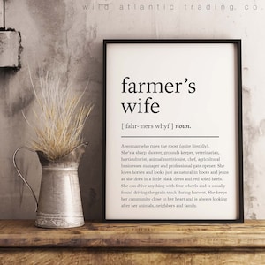 Printable Farmer&#39;s Wife Definition Print. Farm Life, Country Home Decor, Country Living. Definition Poster, Country Art, Gifts for her print