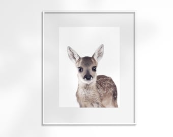 Printable Fawn | Digital Download | Woodlands Animal Print | Forest Animal Print | Nursery Decor | Fawn Portrait | Baby Deer | Deer Print