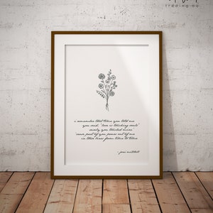 Printable A Case of You | Digital Download | Lyrics Print | Joni Mitchell | Lyrics Poster | Sage, White, Heather, Floral Illustration