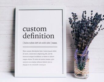 Printable Custom Dictionary Definition, Bespoke Gifts, Minimalist, gifts for him, gifts for her, home decor, personalised gifts sale, type