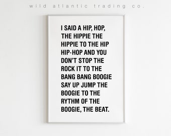 Printable 90s Rap / Hip Hop Lyrics Set of 3, Rappers Delight