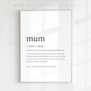 Printable Mum Definition Print | Mother&#39;s Day Gift | Custom Print | Decor | Gift | Bespoke | Digital Download | Printable Wall Art